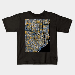 Miami Map Pattern in Blue & Gold Kids T-Shirt